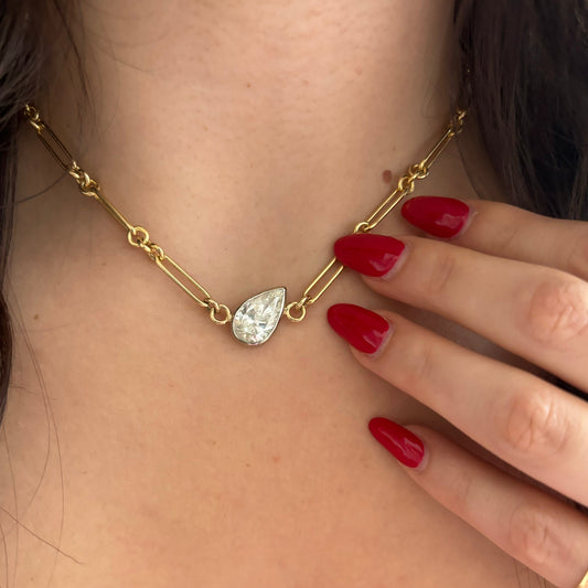 14k Pear Shape Diamond Necklace