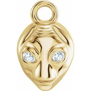 14K Yellow Natural Diamond Alien Dangle