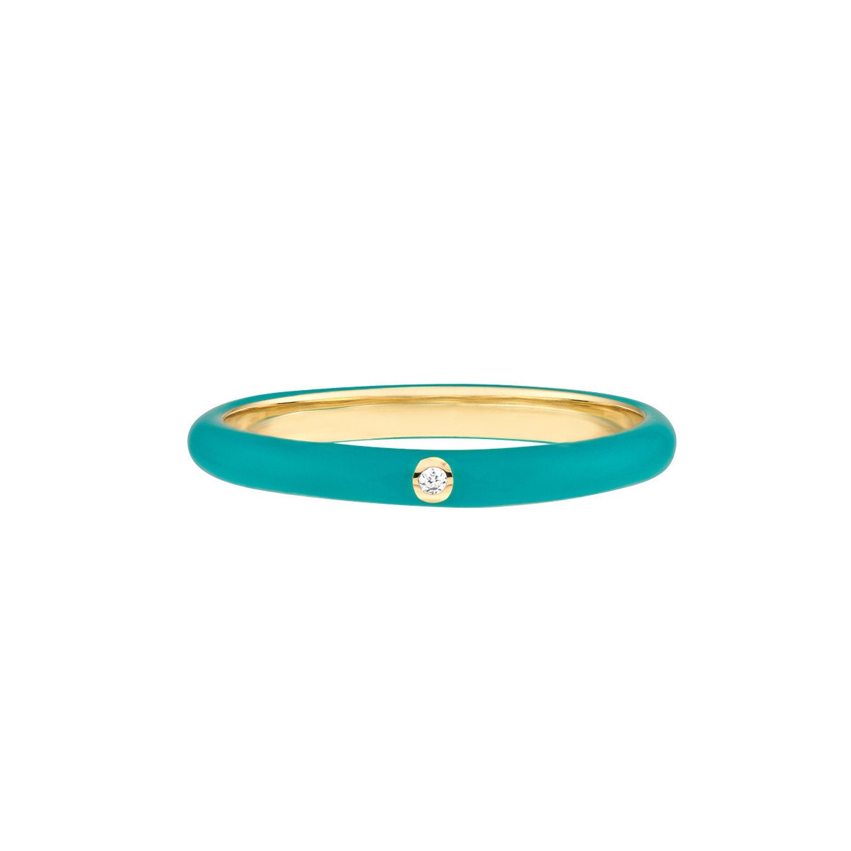 14k Diamond Enamel Band