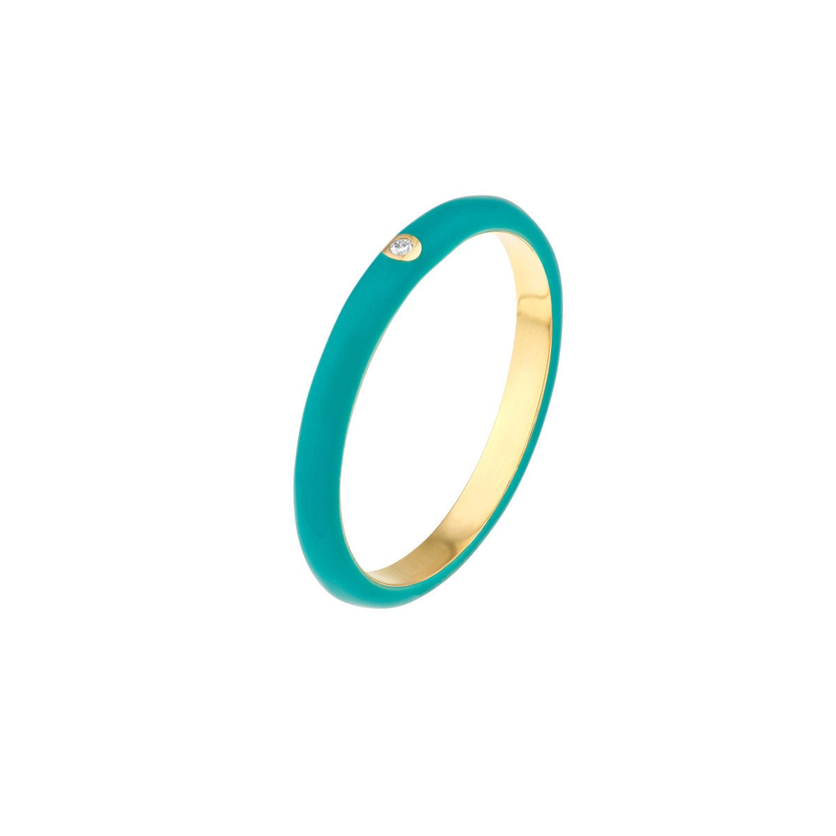 14k Diamond Enamel Band
