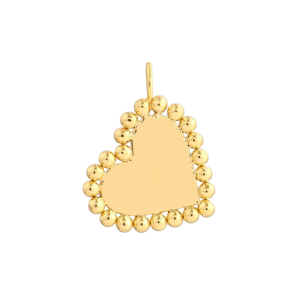 14k Ball Heart Charm