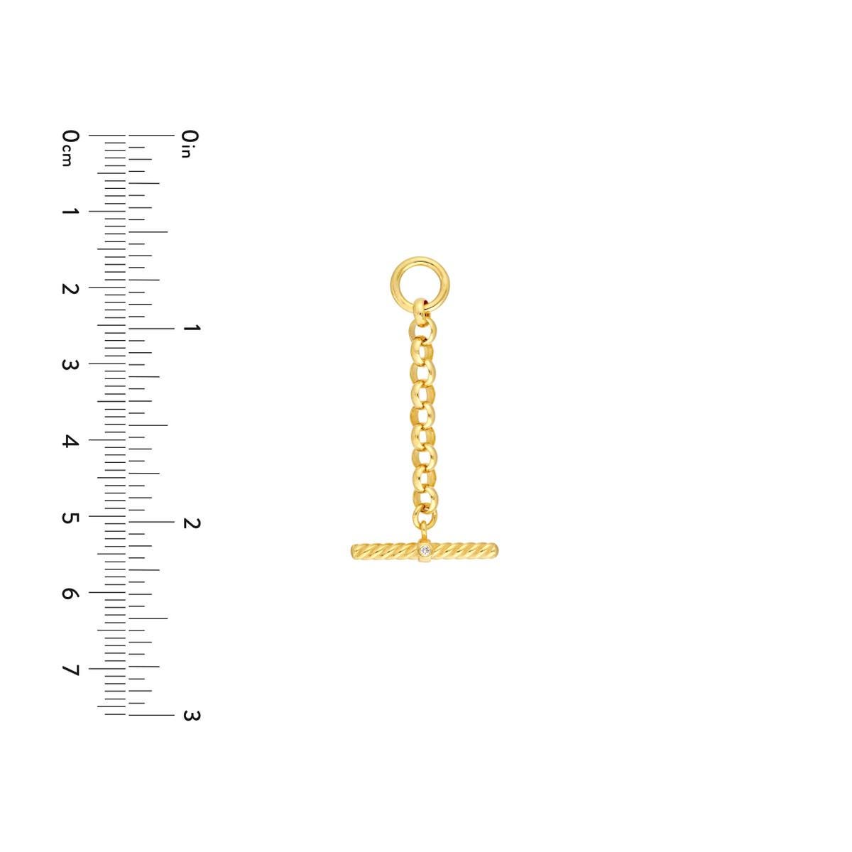 14k Rolo Diamond T Bar
