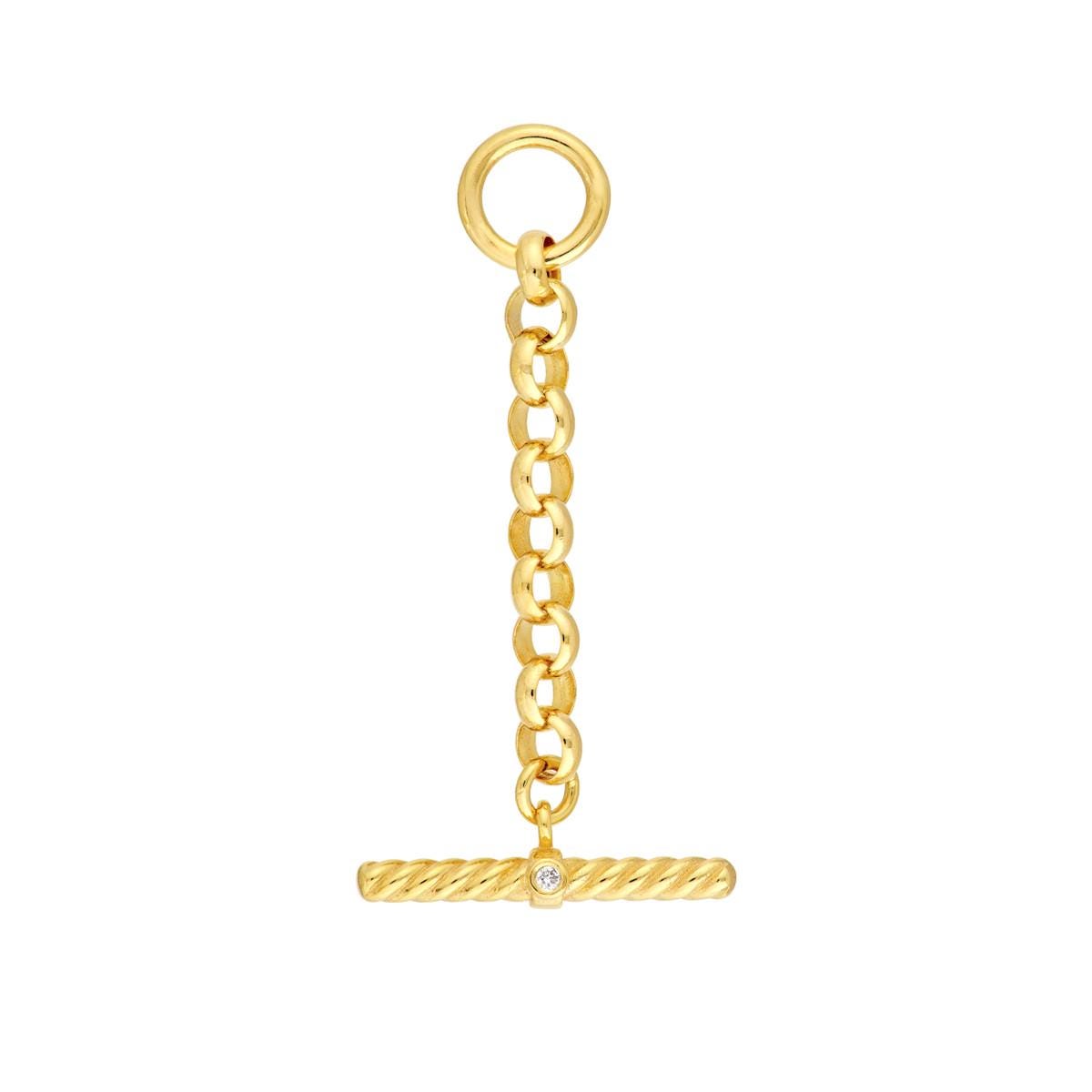 14k Rolo Diamond T Bar