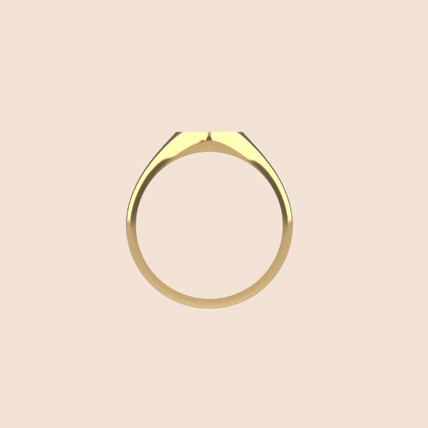 14k Flat Heart Signet Ring