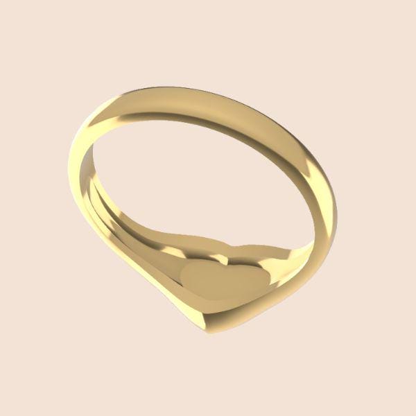 14k Flat Heart Signet Ring