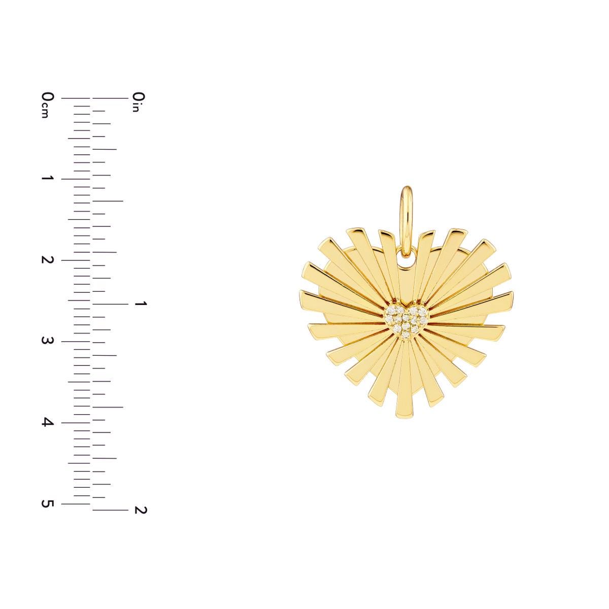 14k Diamond Radiant Heart Charm