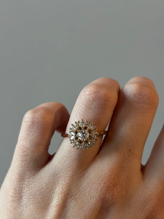 14k Old Mine Cut Diamond Engagement Ring