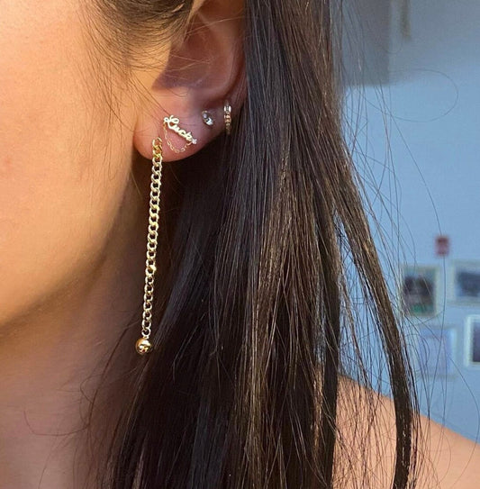 14k Solid Curb Chain Earring
