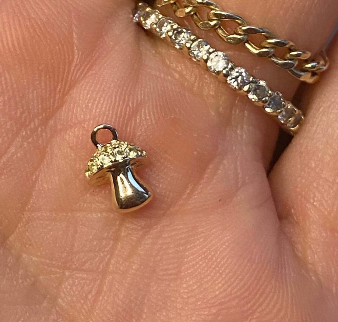14K Yellow Peridot Mushroom Dangle