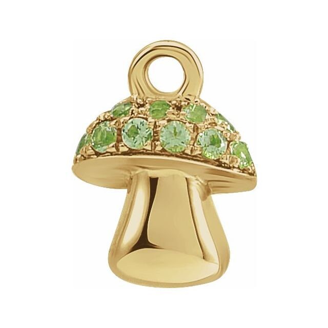 14K Yellow Peridot Mushroom Dangle
