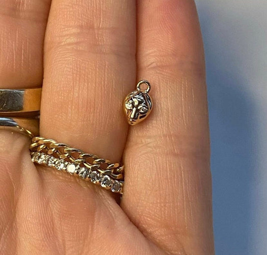 14K Yellow Natural Diamond Alien Dangle
