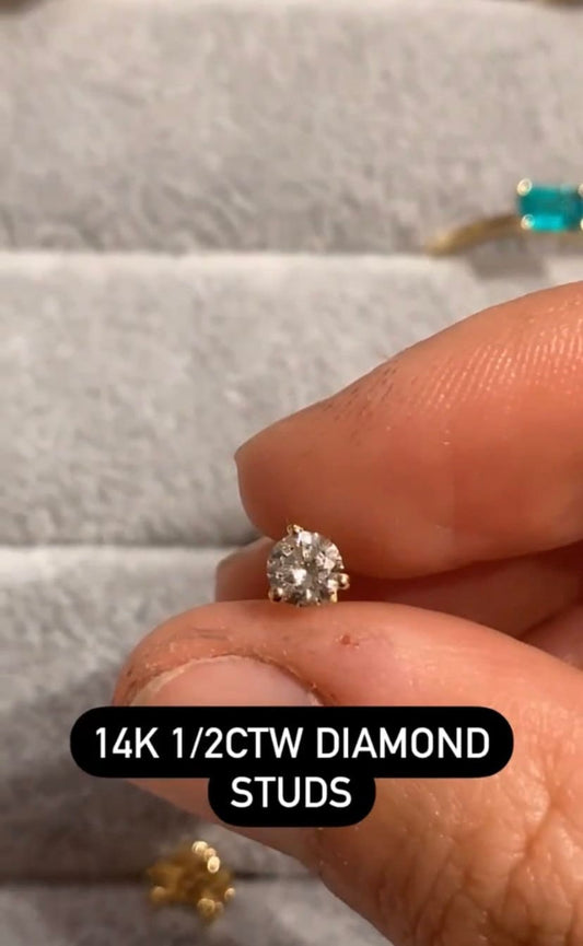 14K Yellow 1/2 CTW Lab-Grown Diamond Stud Earrings
