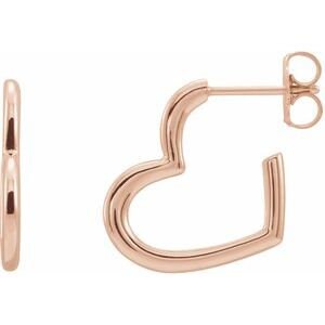 14K Heart Hoop Earrings