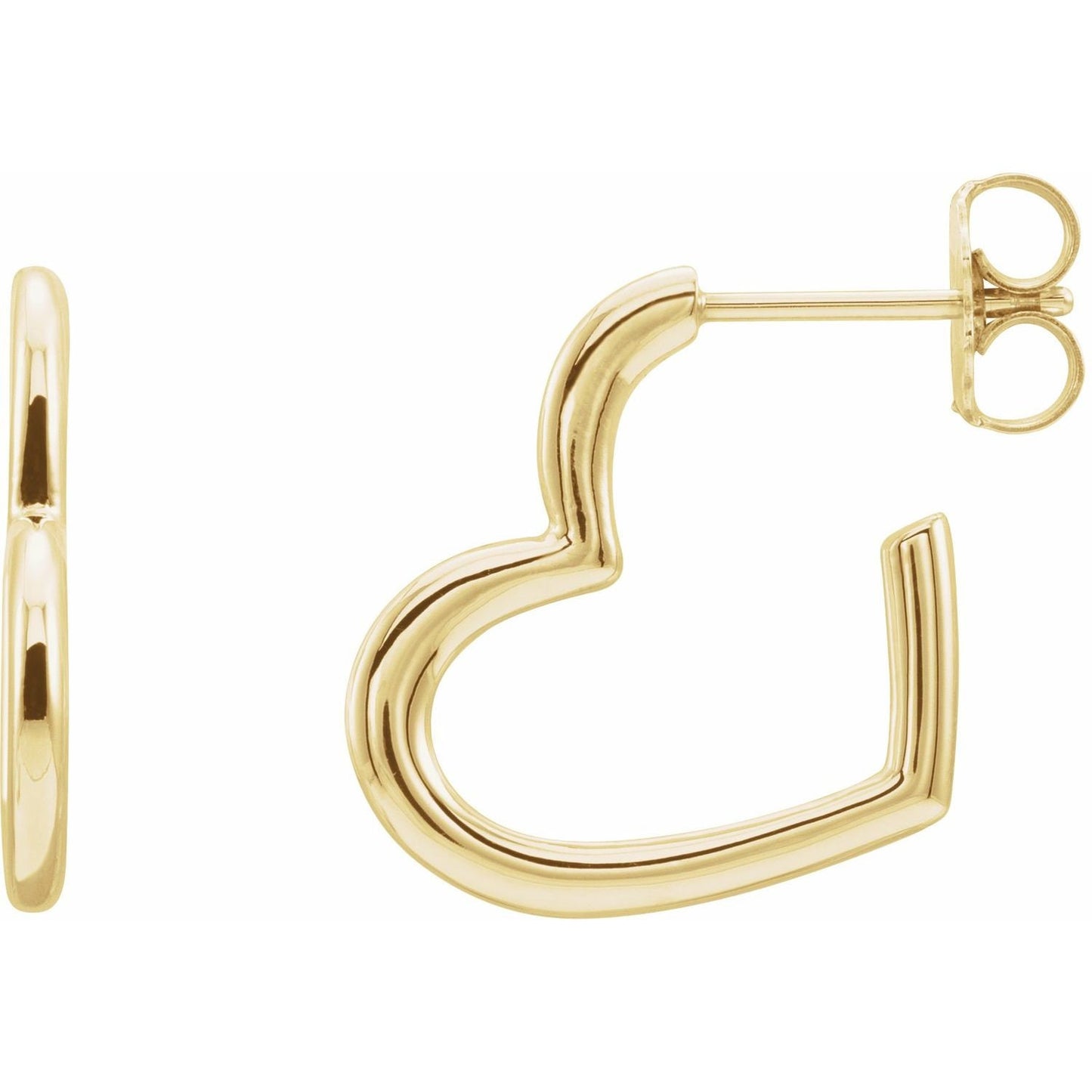 14K Heart Hoop Earrings