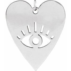 14K Evil Eye Heart Pendant