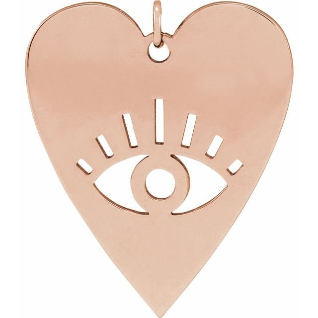 14K Evil Eye Heart Pendant