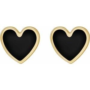 14K Yellow Enameled Heart Earrings