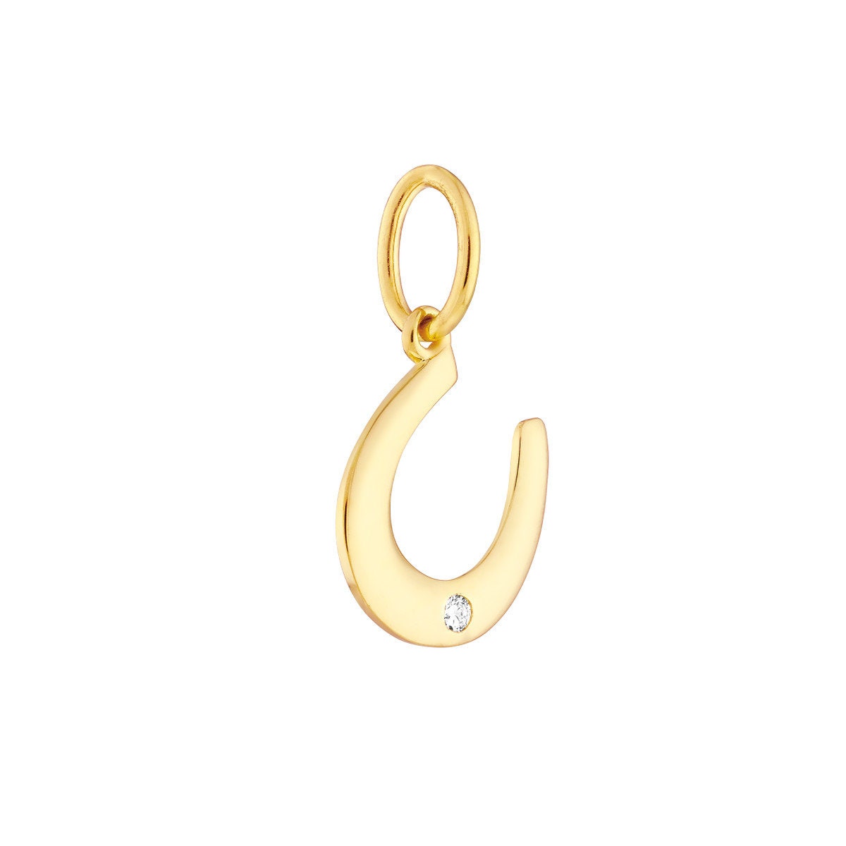 14k Diamond Horseshoe Charm