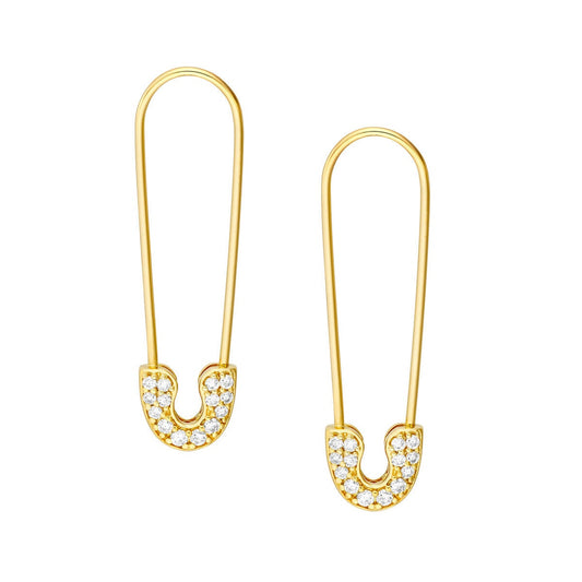 14k Diamond Safety Pin Earrings