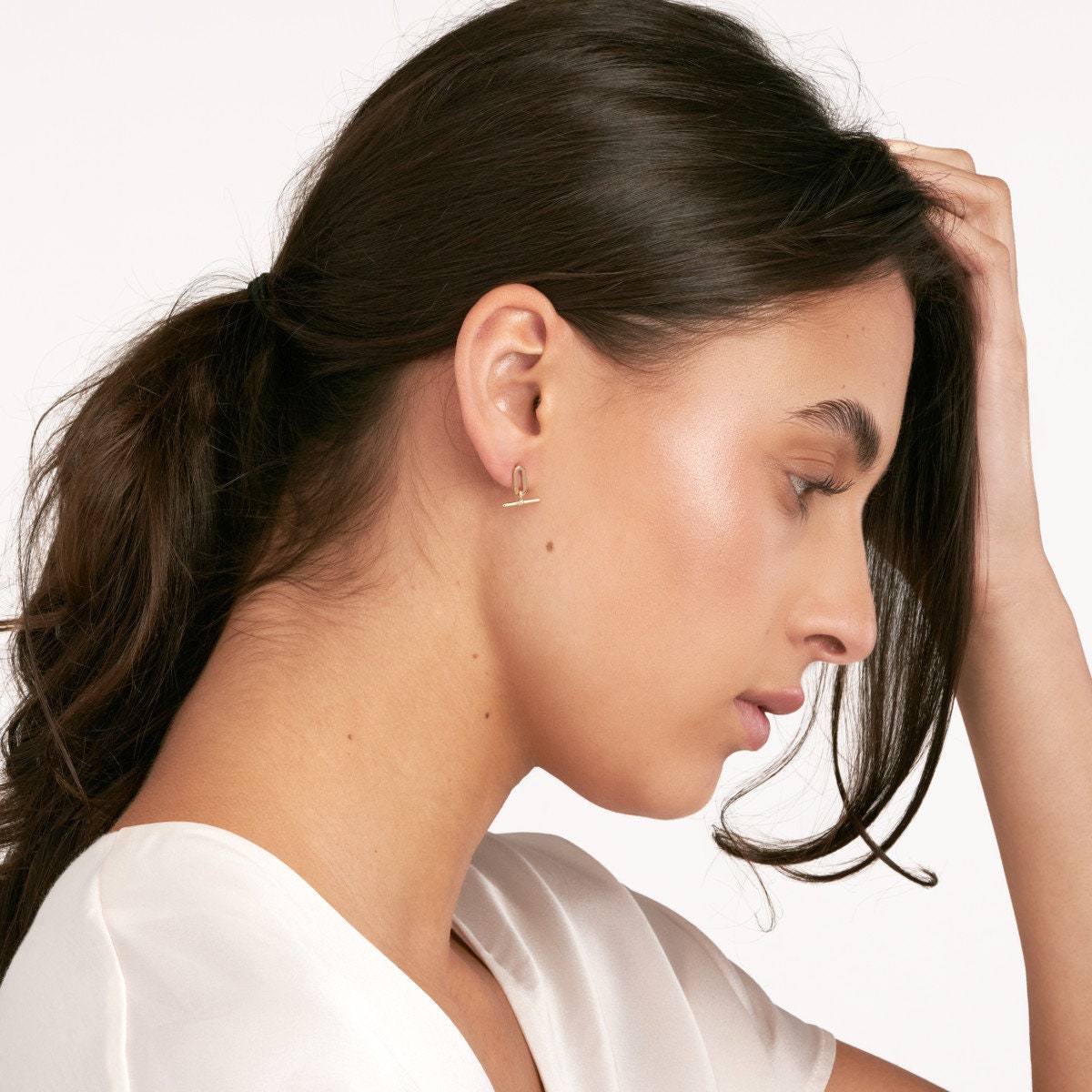 14k Paper Clip and Bar Fashion Earrings