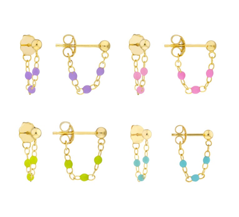 14k Enamel Chain Earrings