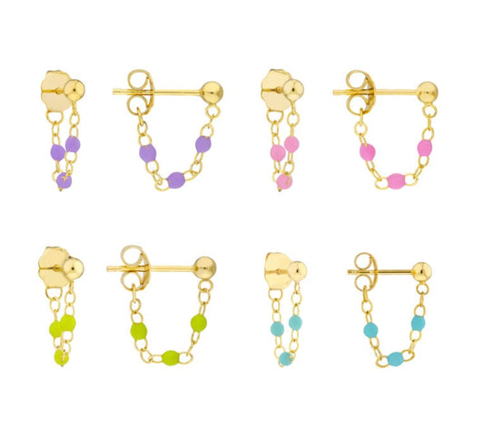 14k Enamel Chain Earrings