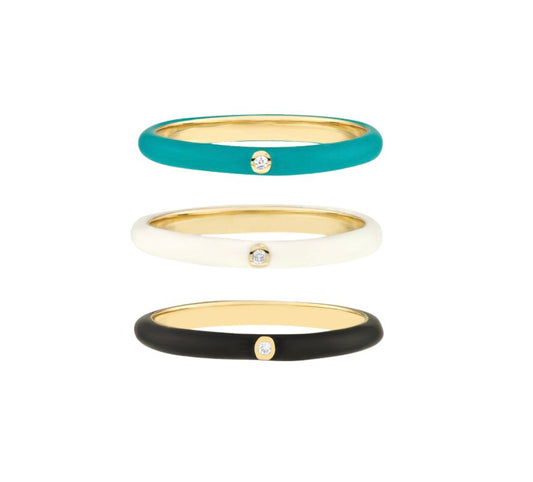 14k Diamond Enamel Band