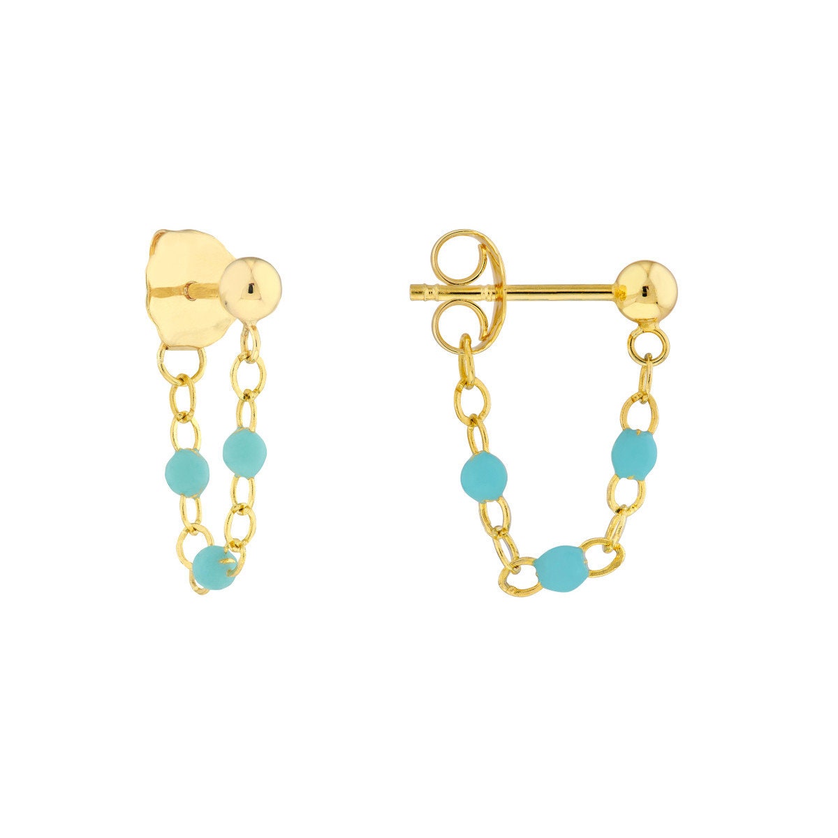 14k Enamel Chain Earrings