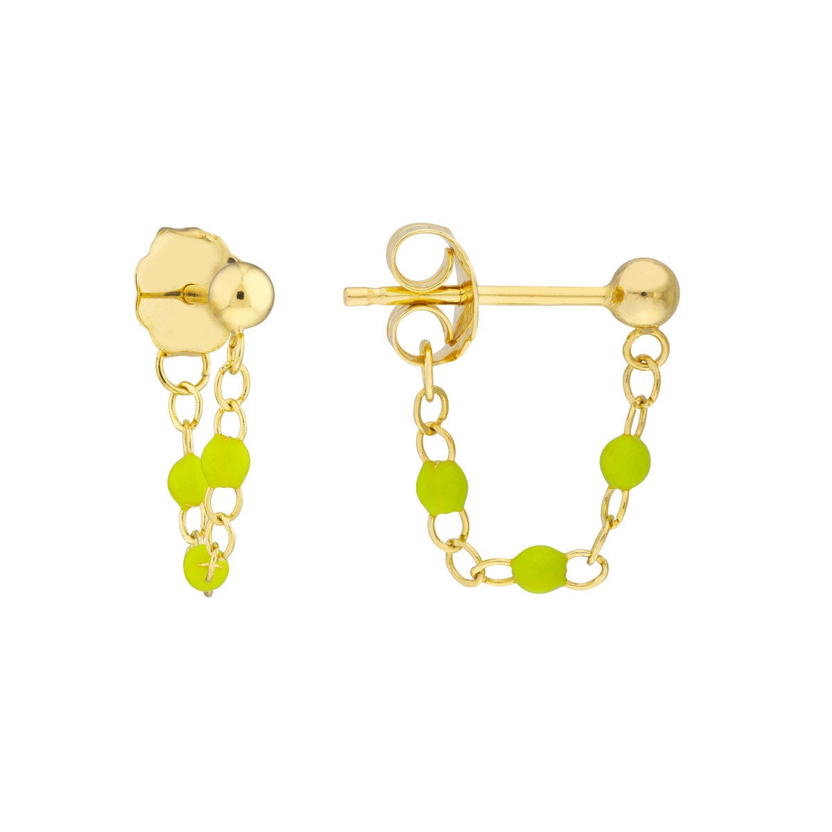 14k Enamel Chain Earrings
