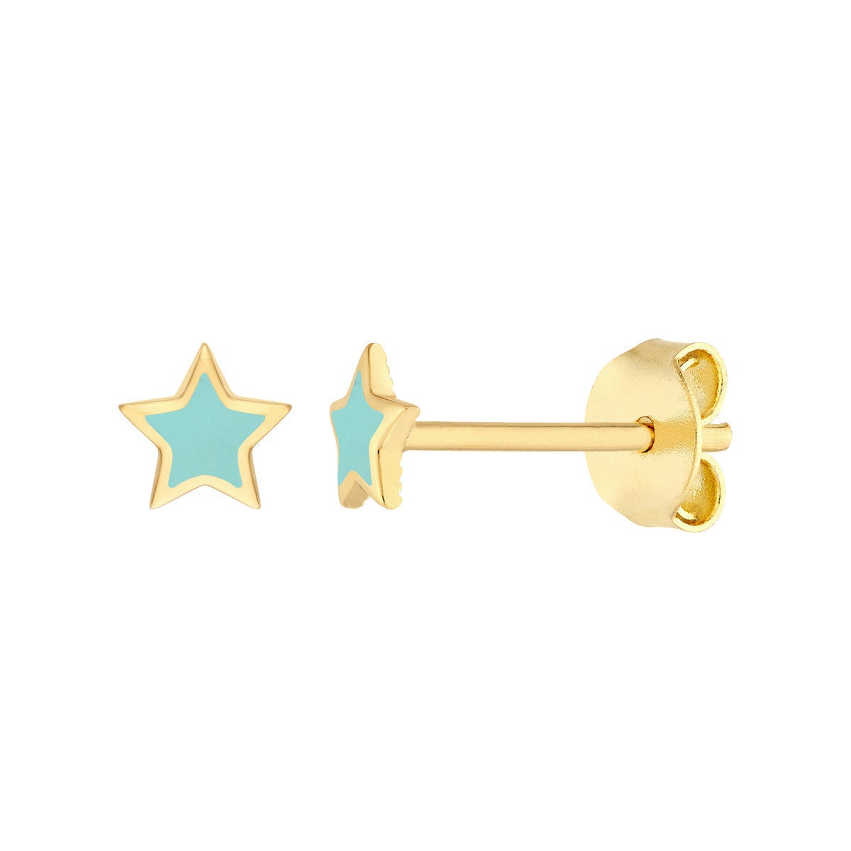 14k Enamel Star Stud Earrings