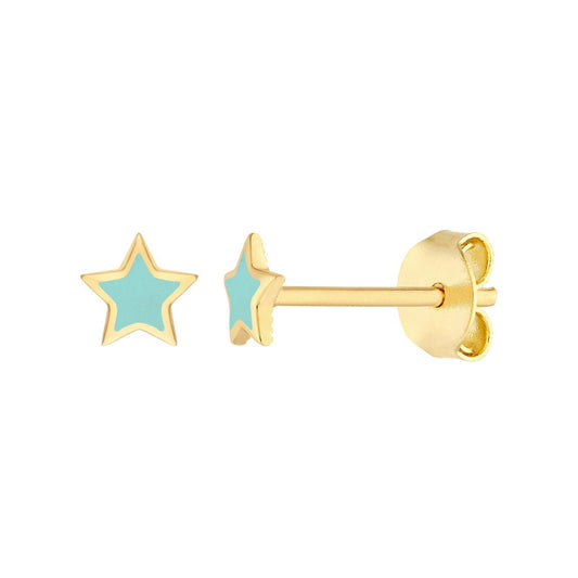 14k Enamel Star Stud Earrings