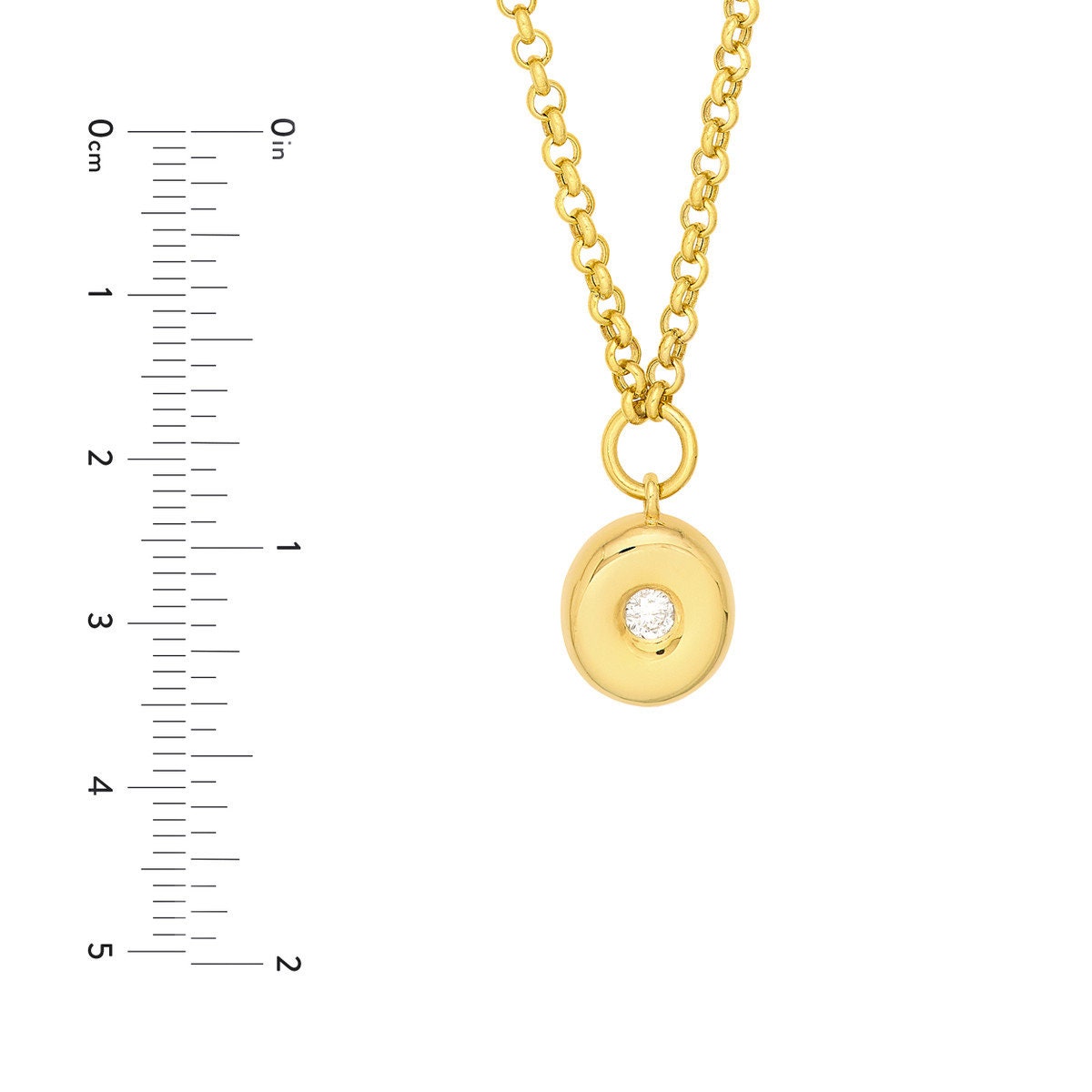 14k Diamond Puff Charm Rolo Necklace