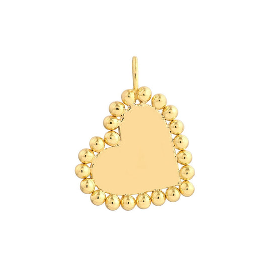 14k Ball Heart Charm