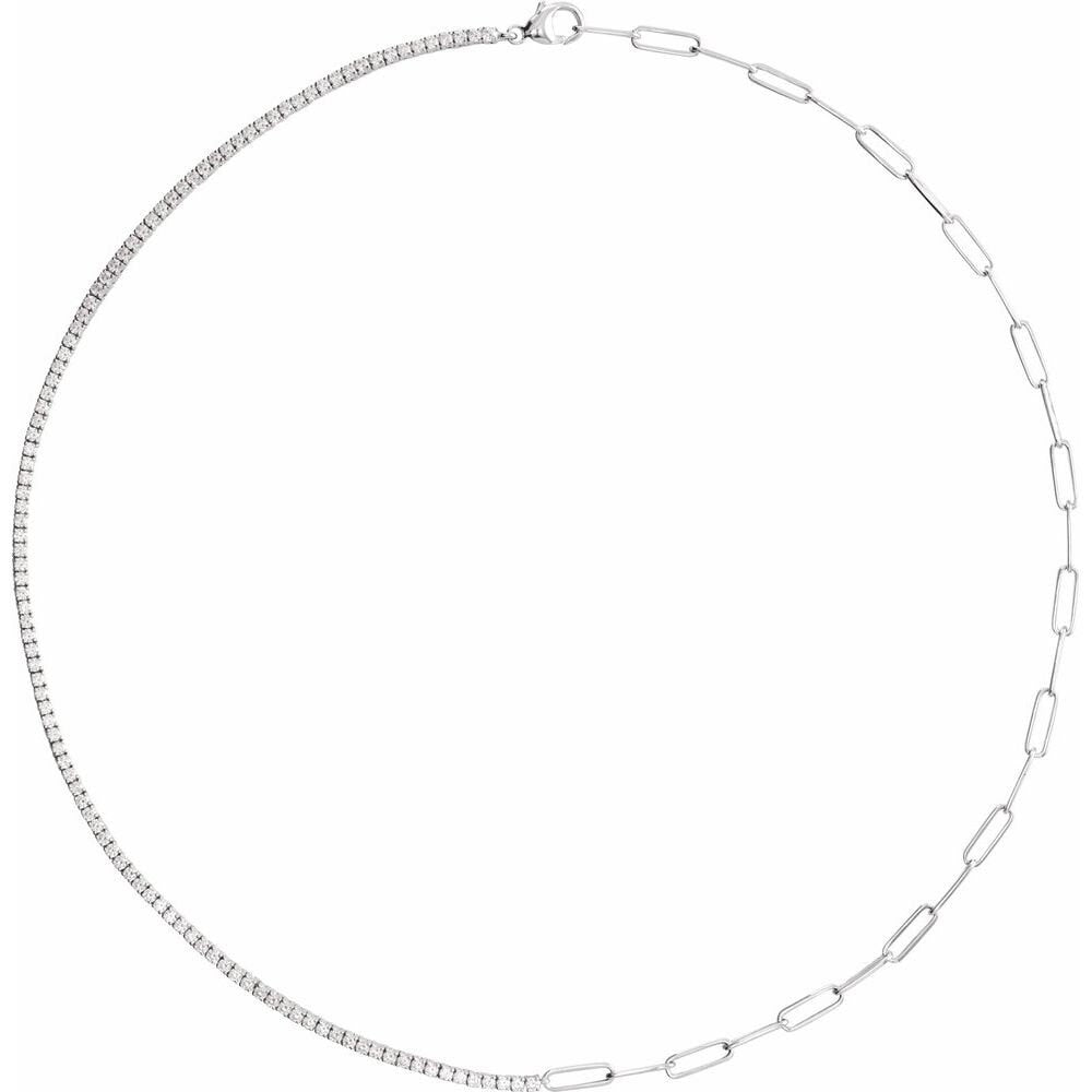 14K Diamond Tennis & Paperclip Necklace