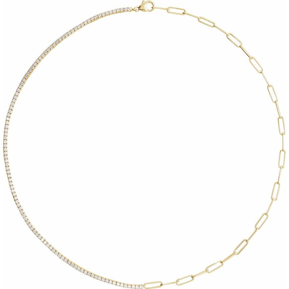 14K Diamond Tennis & Paperclip Necklace