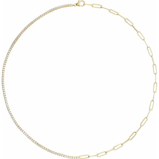 14K Diamond Tennis & Paperclip Necklace