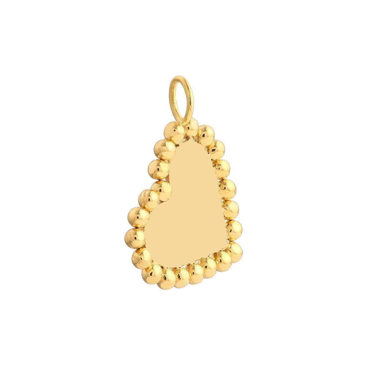 14k Ball Heart Charm