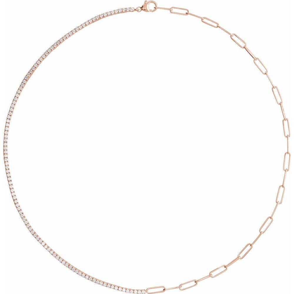 14K Diamond Tennis & Paperclip Necklace