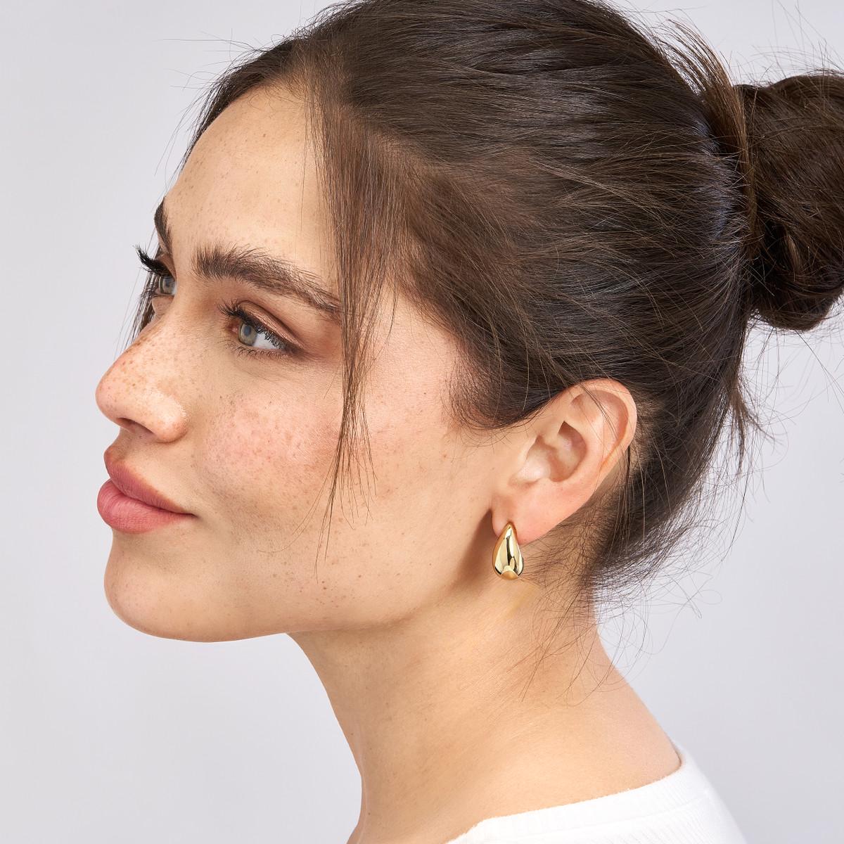 14k Teardrop Dome Earrings