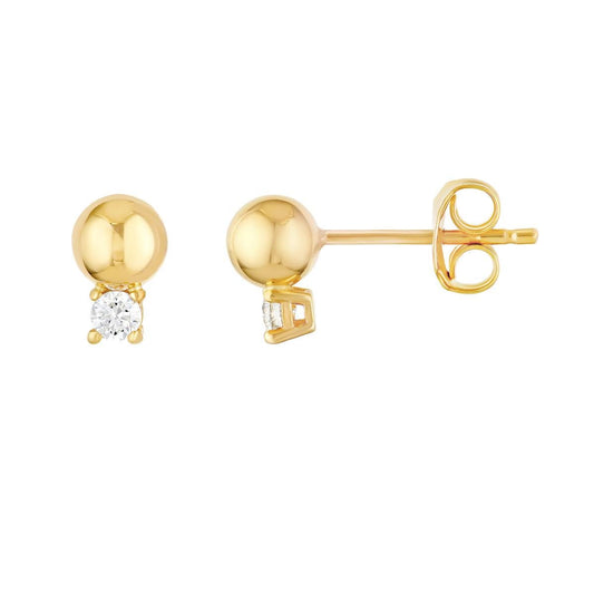14k Diamond and Bead Stud Earrings