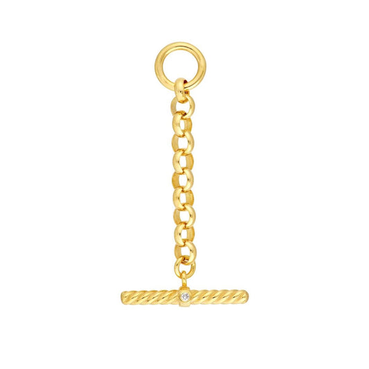 14k Rolo Diamond T Bar