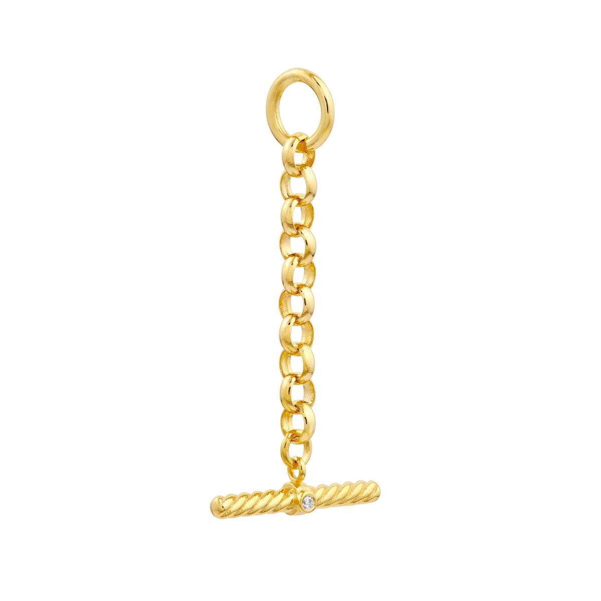 14k Rolo Diamond T Bar