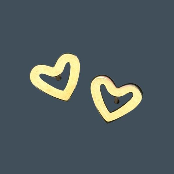 14k Heart Stud Earrings