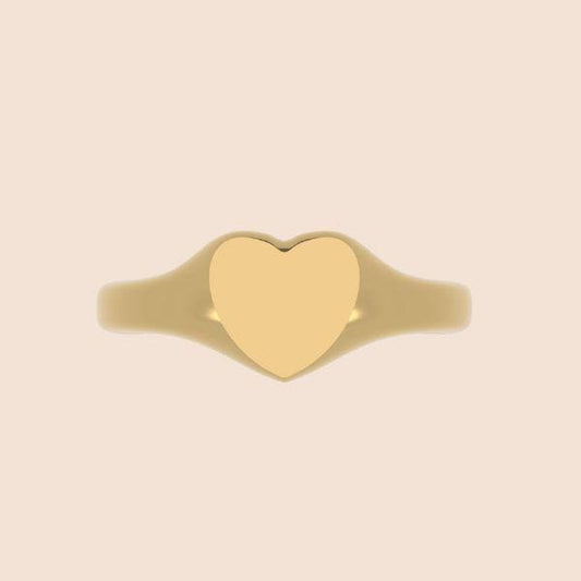 14k Flat Heart Signet Ring