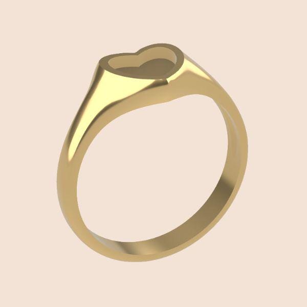 14k Heart Signet Ring