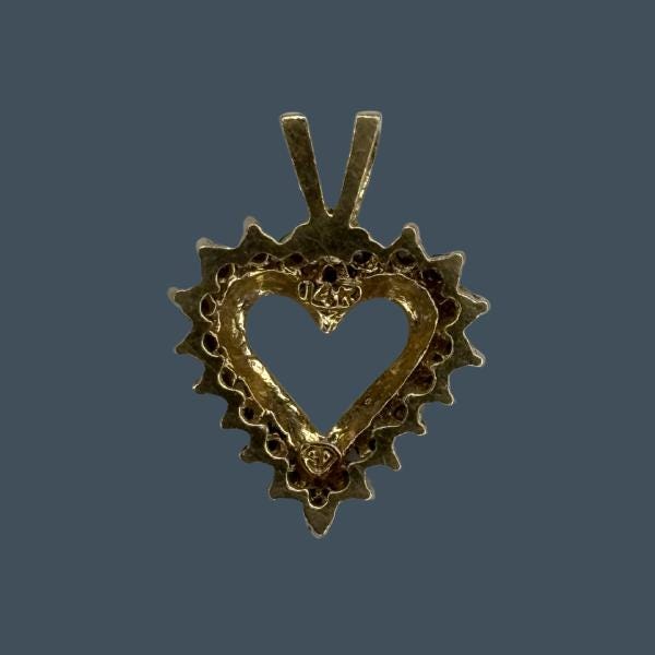 14K Yellow Gold Diamond Heart Pendant