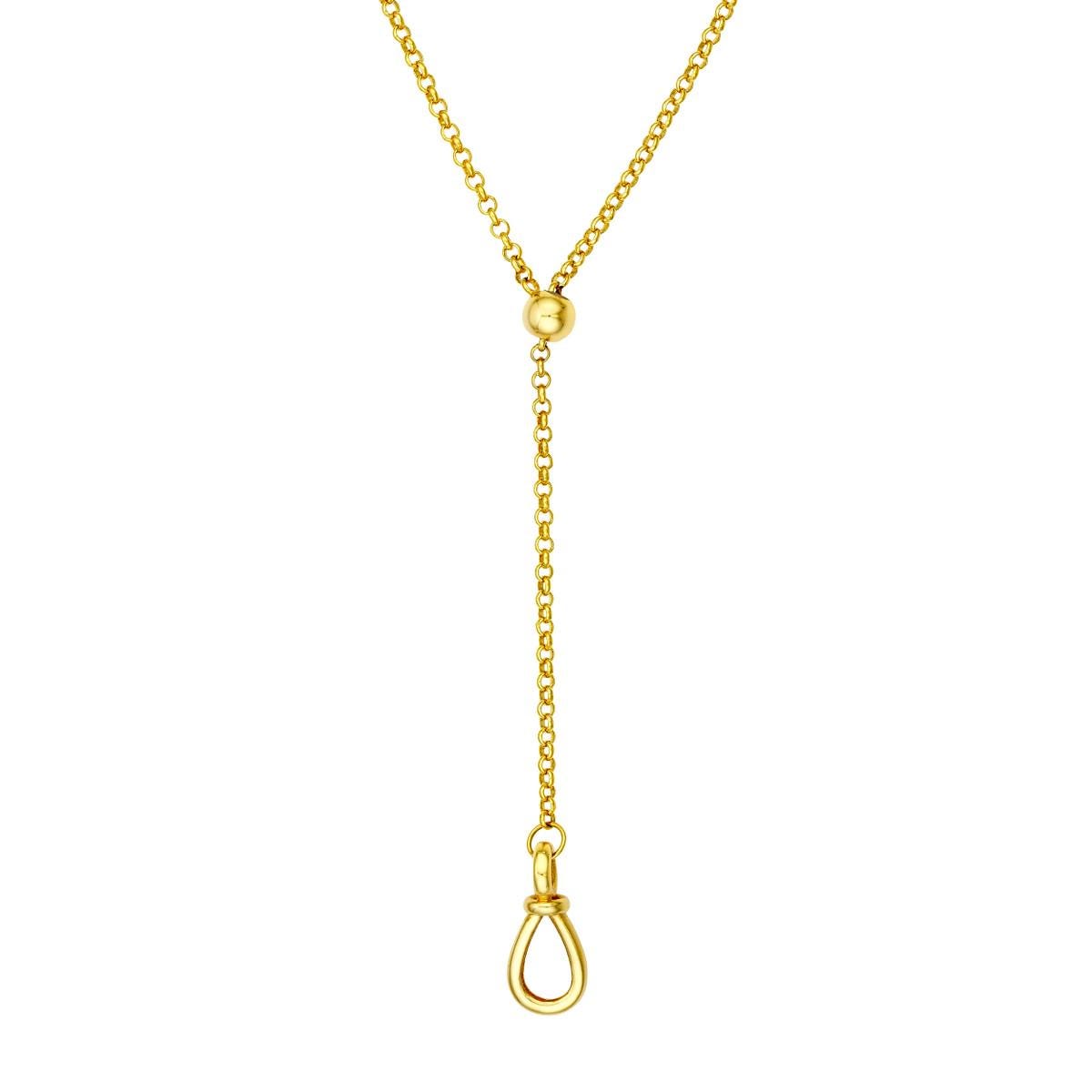 14k Rolo Lariat Dog Clasp Necklace