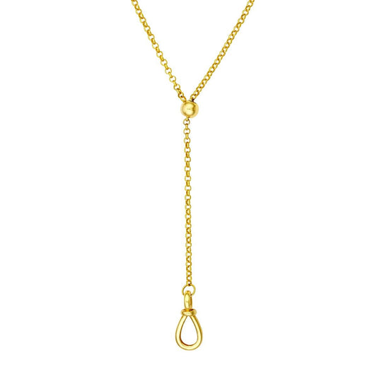 14k Rolo Lariat Dog Clasp Necklace