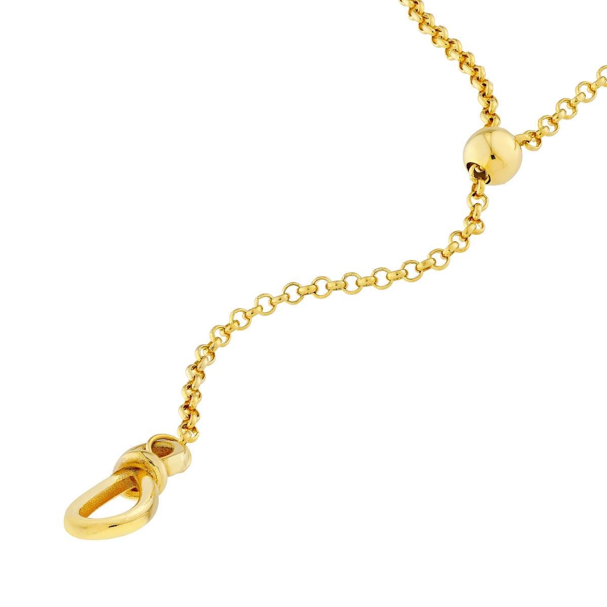 14k Rolo Lariat Dog Clasp Necklace