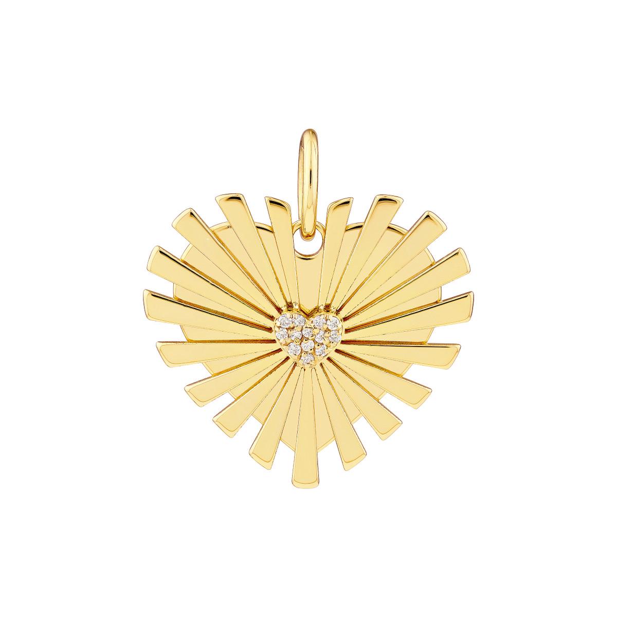 14k Diamond Radiant Heart Charm